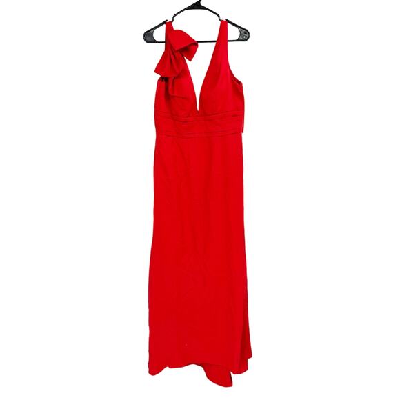 Mac Duggal 49454 Bow Shoulder V Neck Gown in Red Size 10 NWT - Picture 2 of 7